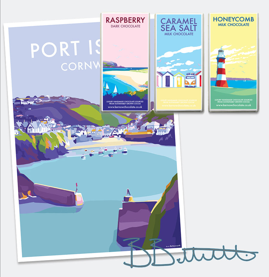 Port Isaac Print – Vintage Travel Poster by Becky Bettesworth by BeckyBettesworth (port-isaac)
