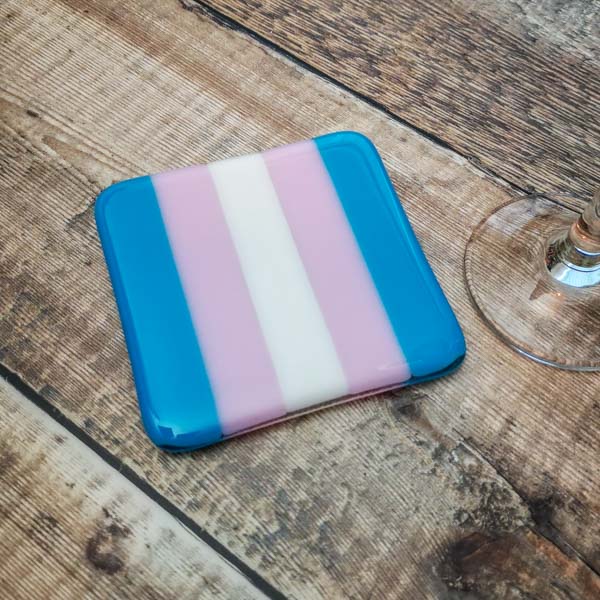 10cm Transgender Flag Coaster - Bullseye Collection