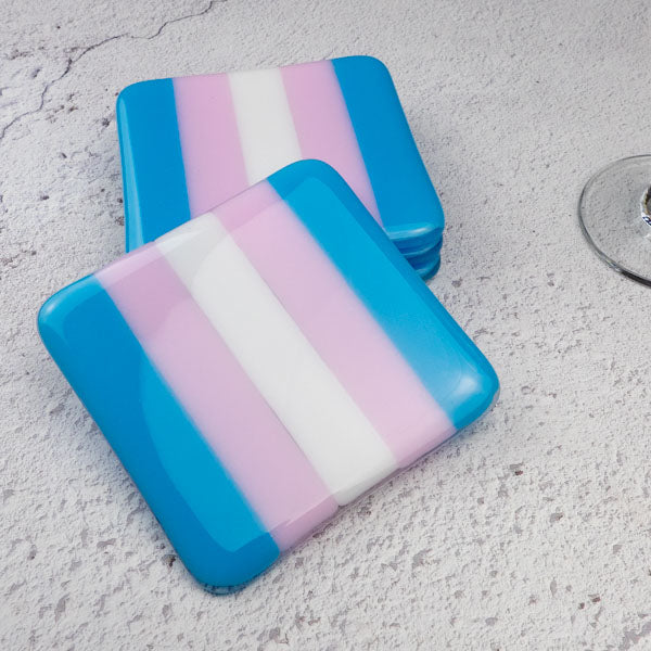 10cm Transgender Flag Coaster - Bullseye Collection
