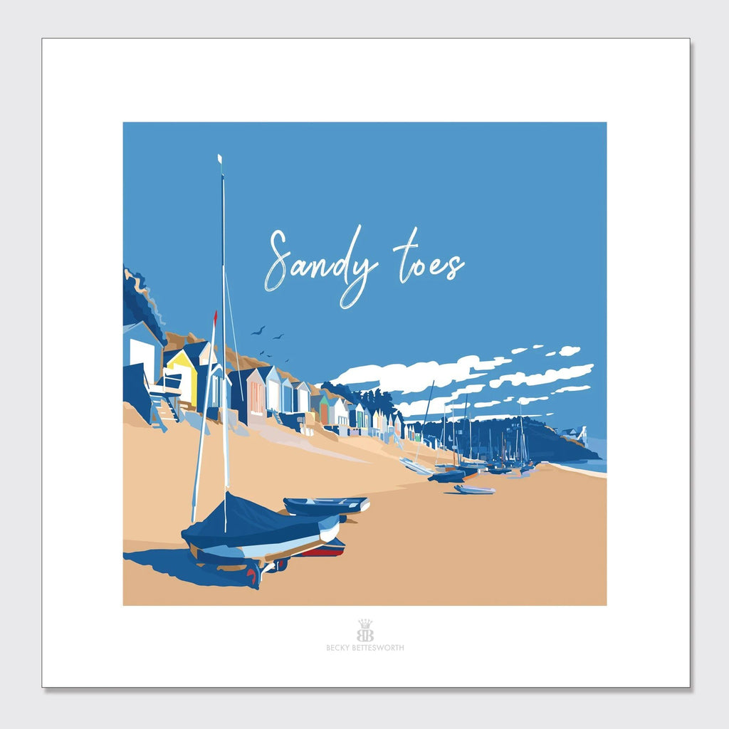 Sandy Toes Seaside Quote 40x40 cm Art Print | BeckyBettesworth by BeckyBettesworth (sandy-toes)