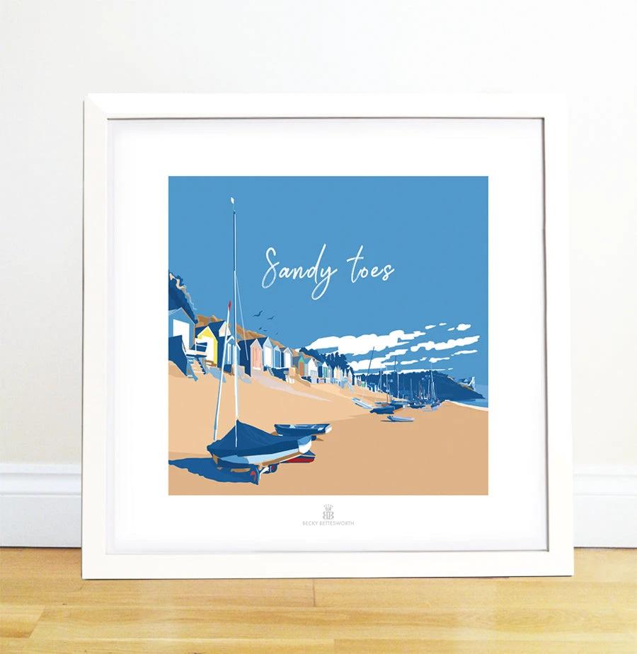 Sandy Toes Seaside Quote 40x40 cm Art Print | BeckyBettesworth by BeckyBettesworth (sandy-toes)