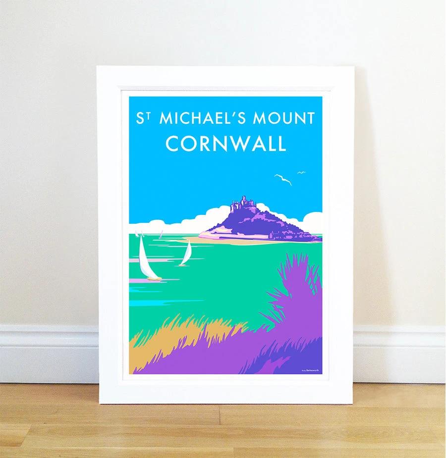 St Michaels Mount Vintage Style Poster | Becky Bettesworth by BeckyBettesworth (st-michaels-mount)