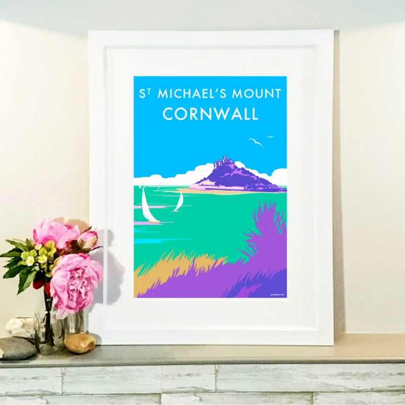 St Michaels Mount Vintage Style Poster | Becky Bettesworth by BeckyBettesworth (st-michaels-mount)