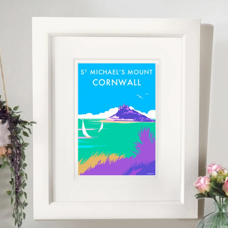 St Michaels Mount Vintage Style Poster | Becky Bettesworth by BeckyBettesworth (st-michaels-mount)