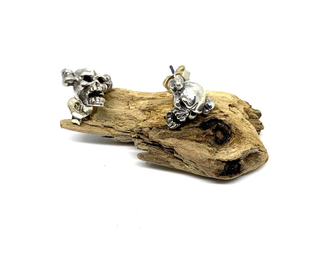 Sterling Silver Skull Earrings – Handcrafted Gothic Studs by Tg-Jewellery By Tamara Gervasio (sterling-silver-skull-bone-stud-earrings-handcrafted-gothic-style)