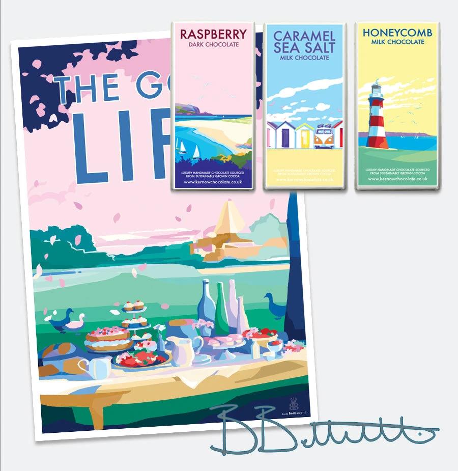 The Good Life Poster with Vintage Seaside Scene | BeckyBettesworth by BeckyBettesworth (the-good-life)