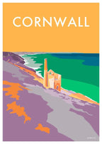 Cornwall Travel Poster – Vintage Tin Mine Design by Becky Bettesworth by BeckyBettesworth (cornwall-tin)