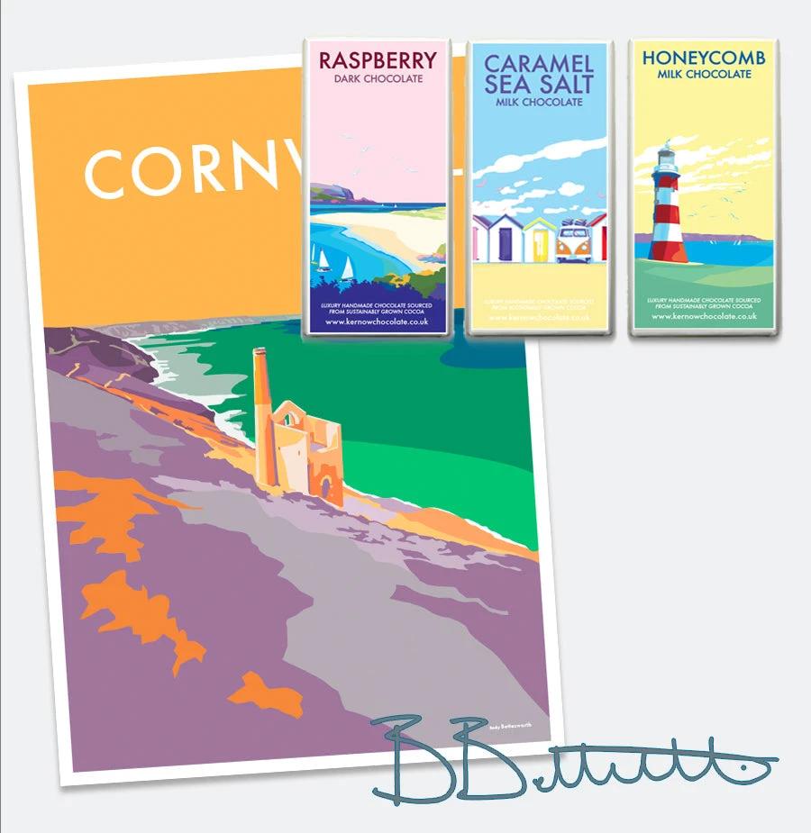 Cornwall Travel Poster – Vintage Tin Mine Design by Becky Bettesworth by BeckyBettesworth (cornwall-tin)