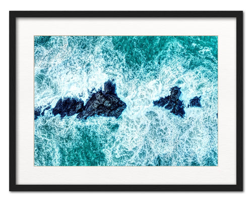 Coastal Wall Art - Ocean Calm Giclee Print A3 Cornwall by Cornwall Prints (trescore-in-winter-surge-porthcothan-bay)