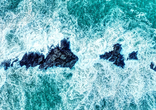 Coastal Wall Art - Ocean Calm Giclee Print A3 Cornwall by Cornwall Prints (trescore-in-winter-surge-porthcothan-bay)