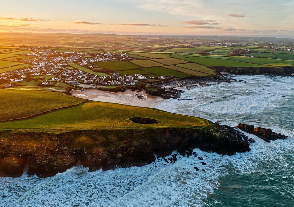 Cornwall Art Prints – Trevone Bay Dawn Atmosphere Giclee by Cornwall Prints (round-hole-at-sunrise-trevone-bay)