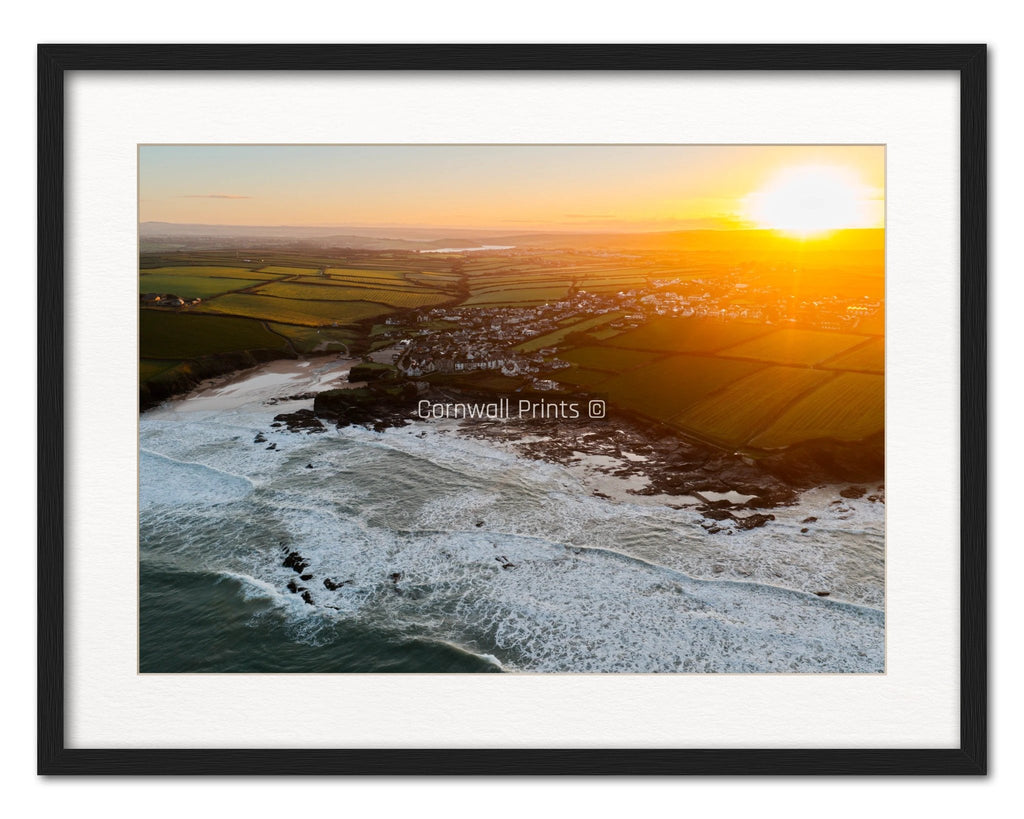 Cornwall Coastal Print – Golden Sunrise Over Trevone Bay by Cornwall Prints (golden-sunrise-over-trevone-bay)