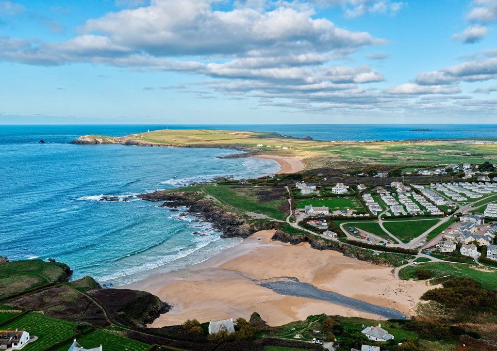 Cornwall Aerial Print - North Coast View from Treyarnon to Trevose by Cornwall Prints (treyarnon-to-trevose-a-north-coast-alignment)