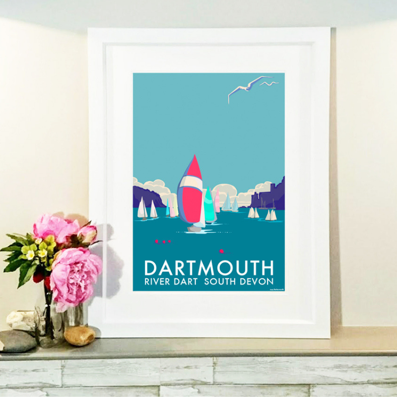 Dartmouth Travel Poster of River Dart South Devon | BeckyBettesworth