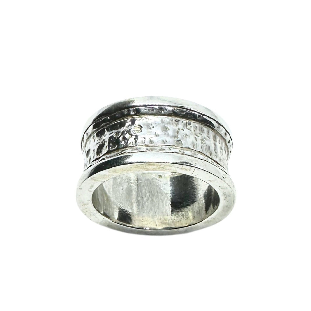 Men's Silver Ring – Chunky Sterling Silver Band with Oxidised Detail