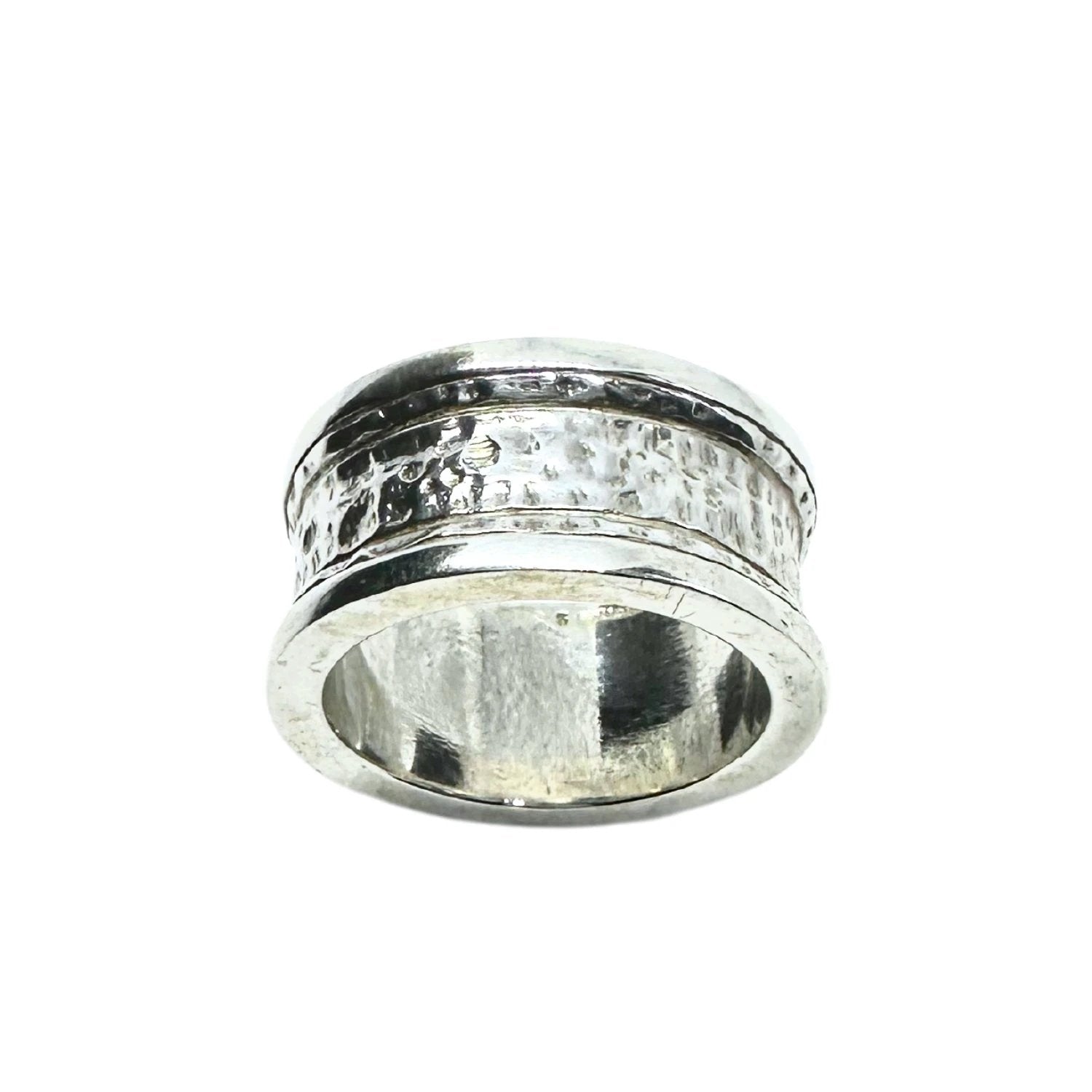 Men's Silver Ring – Chunky Sterling Silver Band with Oxidised Detail