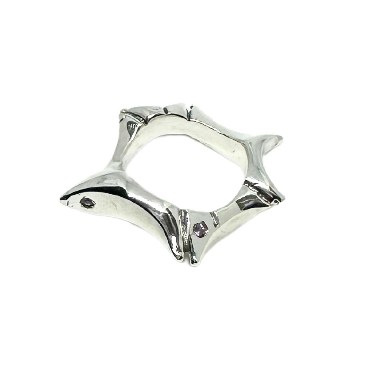 Star Ring - Handcrafted Sterling Silver with Choice of Gemstones by Tg-Jewellery By Tamara Gervasio (star-ring-sterling-silver-925-with-cubic-zirconia-ruby-garnet-or-amethyst)