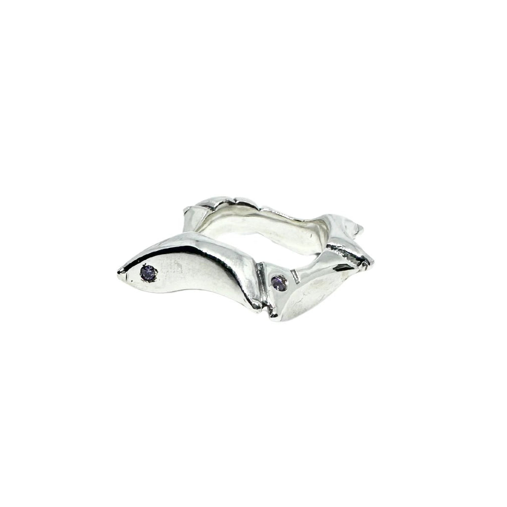 Star Ring - Handcrafted Sterling Silver with Choice of Gemstones by Tg-Jewellery By Tamara Gervasio (star-ring-sterling-silver-925-with-cubic-zirconia-ruby-garnet-or-amethyst)