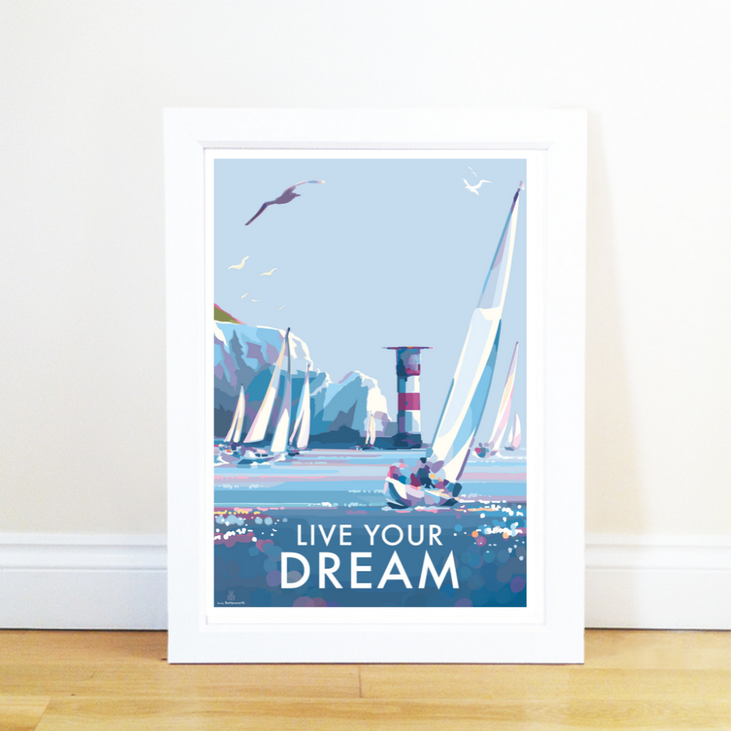 Vintage Travel Poster – Live Your Dream Motivational Quote Print by BeckyBettesworth (live-your-dream)