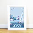 Vintage Travel Poster – Live Your Dream Motivational Quote Print by BeckyBettesworth (live-your-dream)