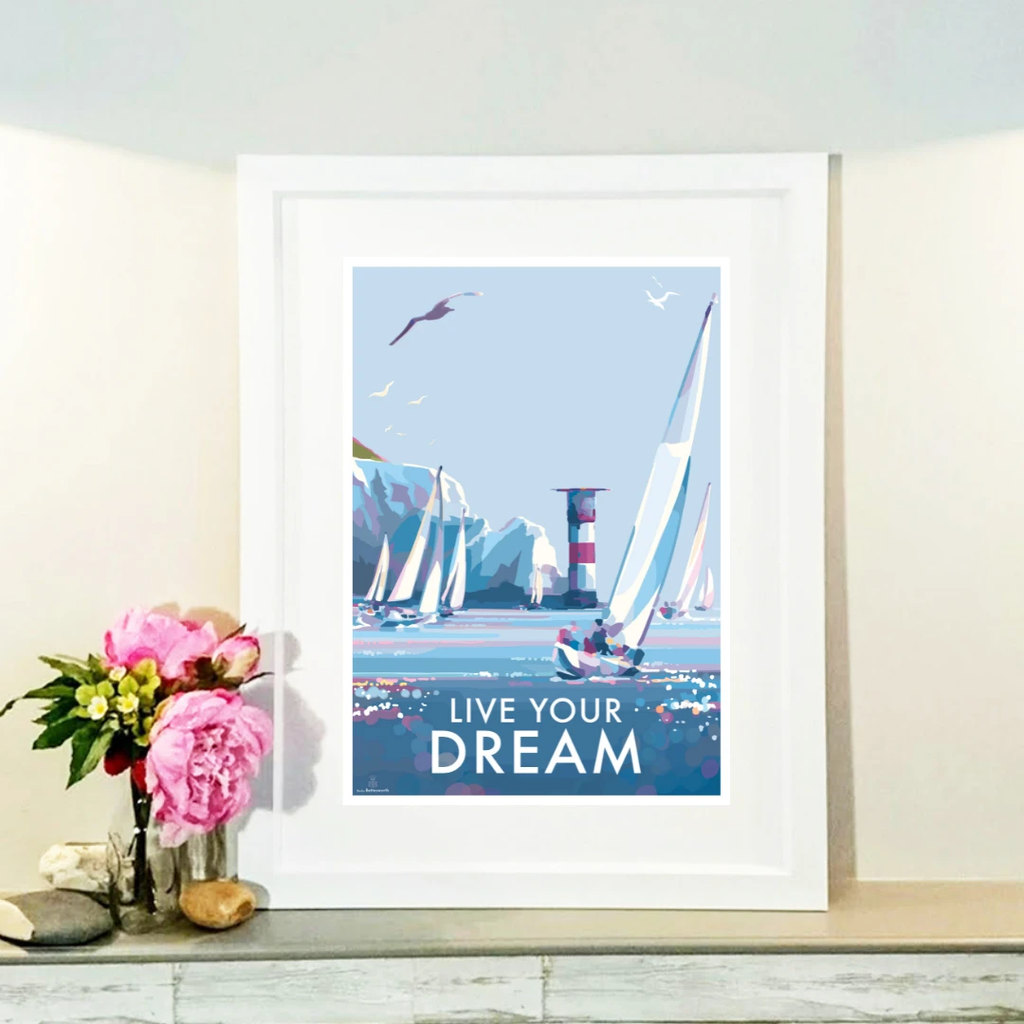 Vintage Travel Poster – Live Your Dream Motivational Quote Print by BeckyBettesworth (live-your-dream)