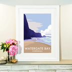 Watergate Bay Vintage Seaside Travel Poster | BeckyBettesworth by BeckyBettesworth (watergate-bay)