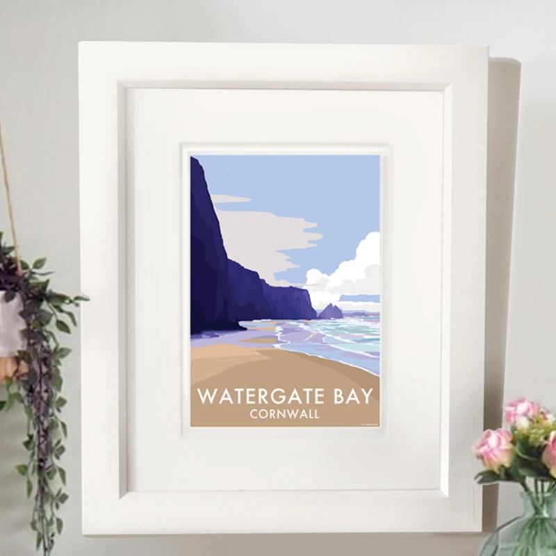 Watergate Bay Vintage Seaside Travel Poster | BeckyBettesworth by BeckyBettesworth (watergate-bay)