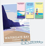Watergate Bay Vintage Seaside Travel Poster | BeckyBettesworth by BeckyBettesworth (watergate-bay)