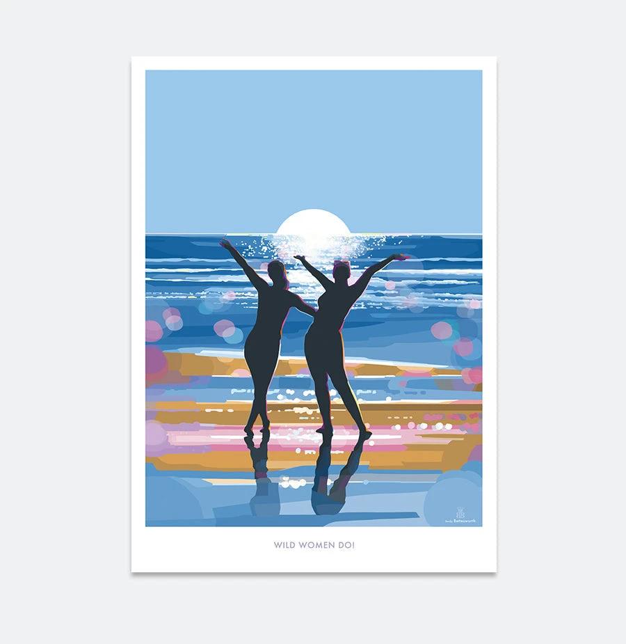 Wild Women Do Beach Sunset Silhouette Poster | BeckyBettesworth by BeckyBettesworth (wild-women-do)