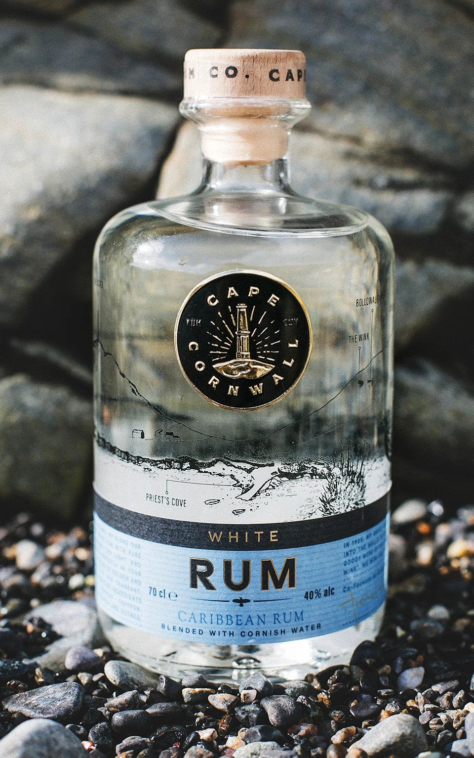 Cornish White Rum - Hand-Bottled in West Cornwall by Cape Cornwall Rum Company (cape-cornwall-white-rum-70cl)