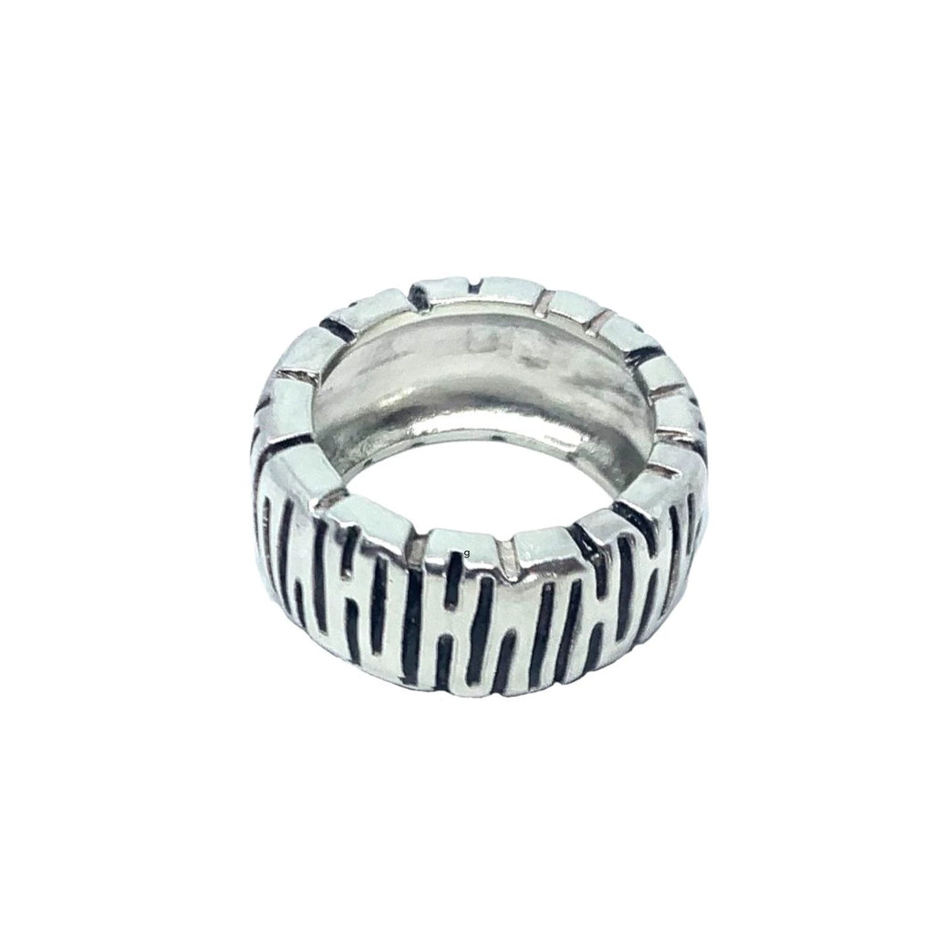 Chunky Sterling Silver Ring – Handcrafted Wheel Design
