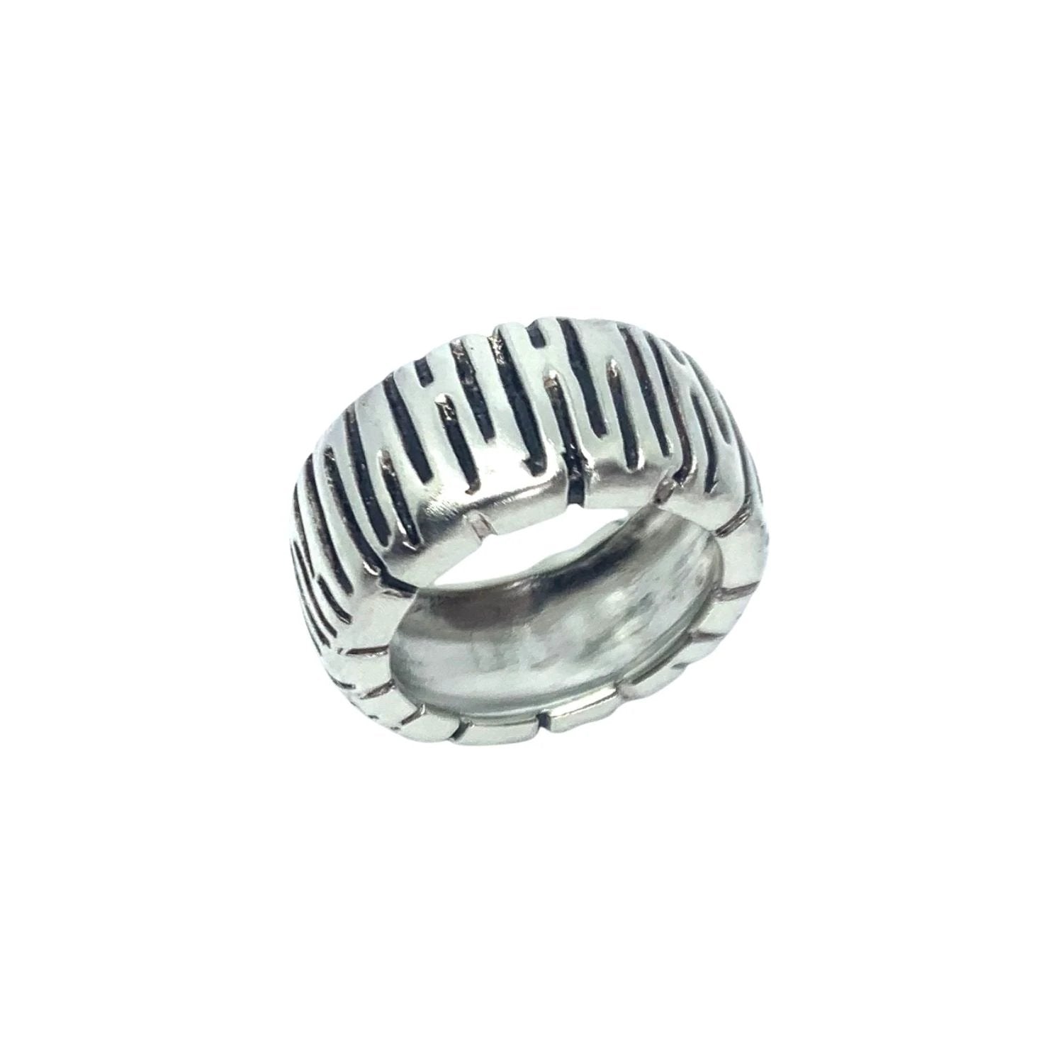 Chunky Sterling Silver Ring – Handcrafted Wheel Design