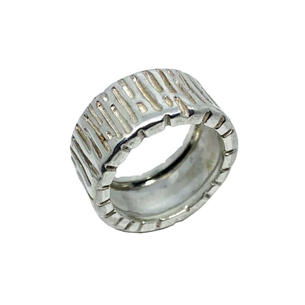 Chunky Silver Ring - Automotive Inspired Sterling Silver Band by Tg-Jewellery By Tamara Gervasio (wheel-flat-band-ring-sterling-silver-925-chunky-collection)