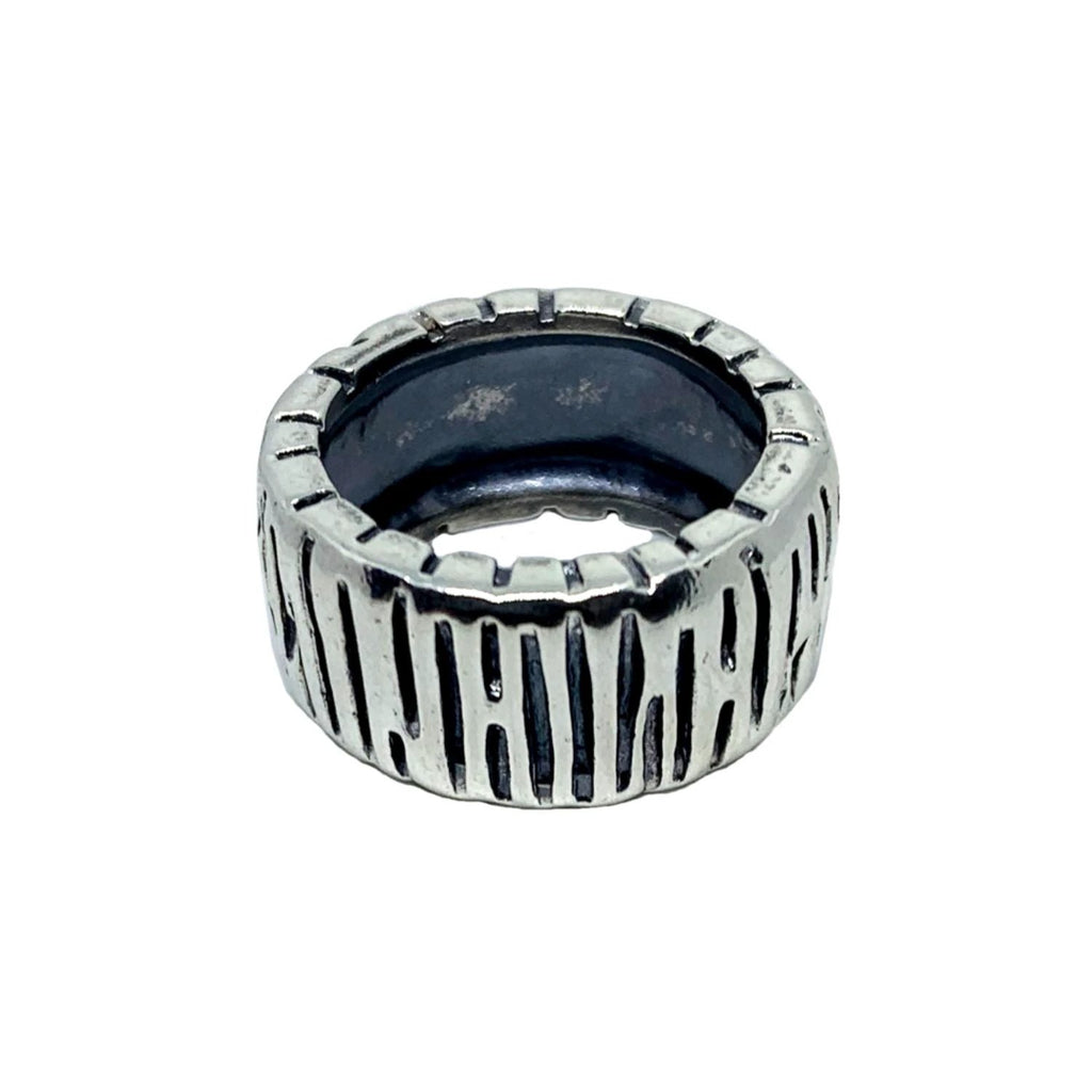 Chunky Silver Ring - Automotive Inspired Sterling Silver Band by Tg-Jewellery By Tamara Gervasio (wheel-flat-band-ring-sterling-silver-925-chunky-collection)