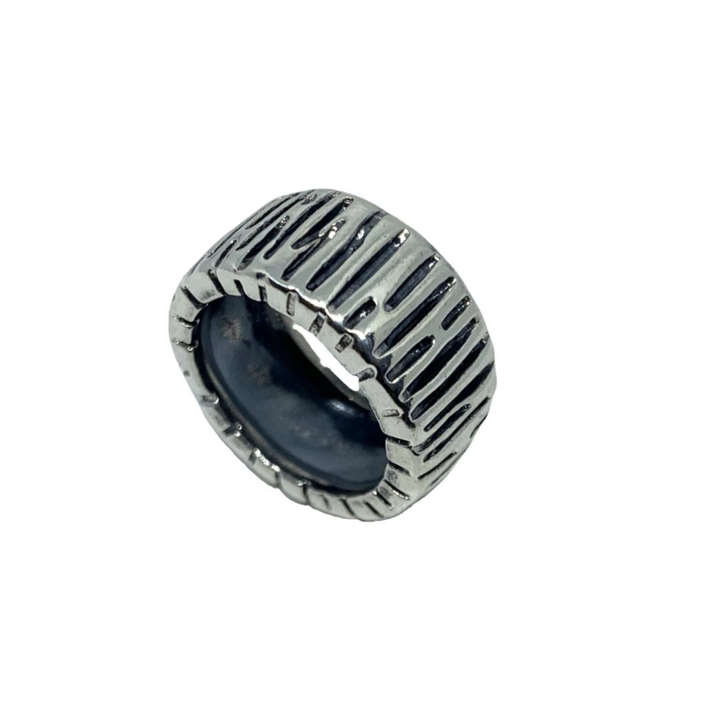 Chunky Silver Ring - Automotive Inspired Sterling Silver Band by Tg-Jewellery By Tamara Gervasio (wheel-flat-band-ring-sterling-silver-925-chunky-collection)