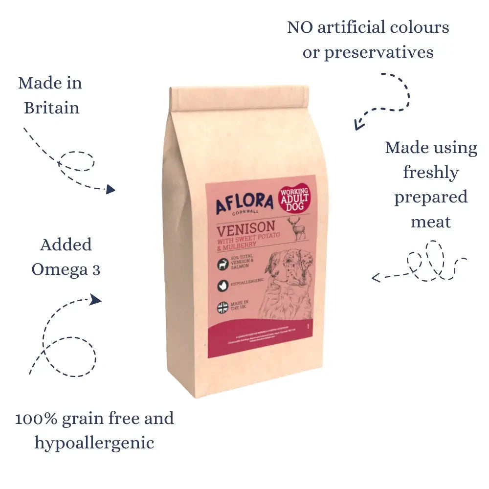 Grain Free Dog Food – Venison & Salmon Recipe by Aflora by The Pets Larder (aflora-venison-salmon-grain-free-dog-food)
