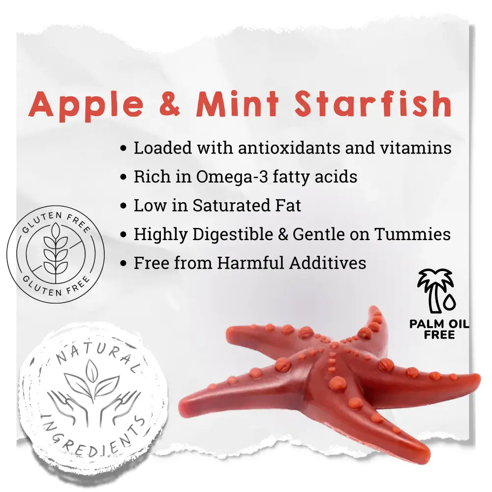 Vegetable Starfish Dog Chews Grain Free Natural | The Pets Larder by The Pets Larder (apple-mint-starfish)