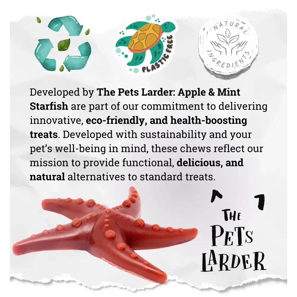 Vegetable Starfish Dog Chews Grain Free Natural | The Pets Larder by The Pets Larder (apple-mint-starfish)