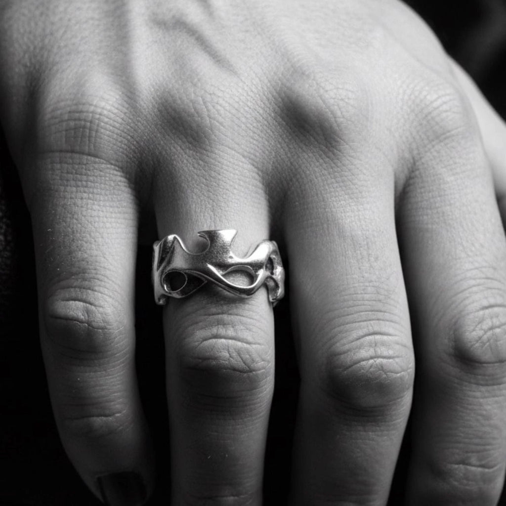 Men's Silver Ring – Organic Sculptural Design