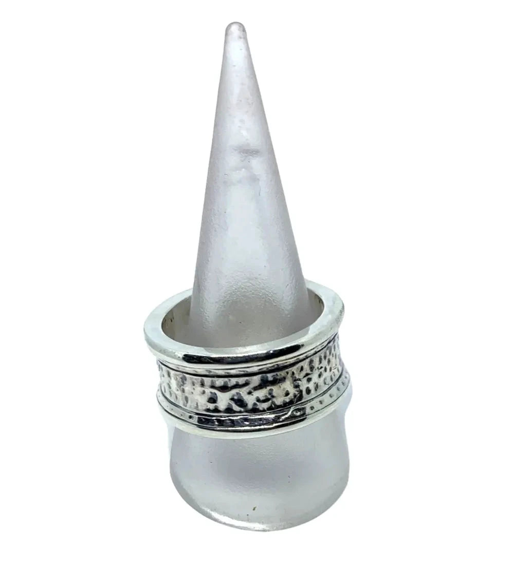 Men's Silver Ring – Chunky Sterling Silver Band with Oxidised Detail