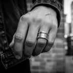 Men's Silver Ring – Chunky Sterling Silver Band with Oxidised Detail