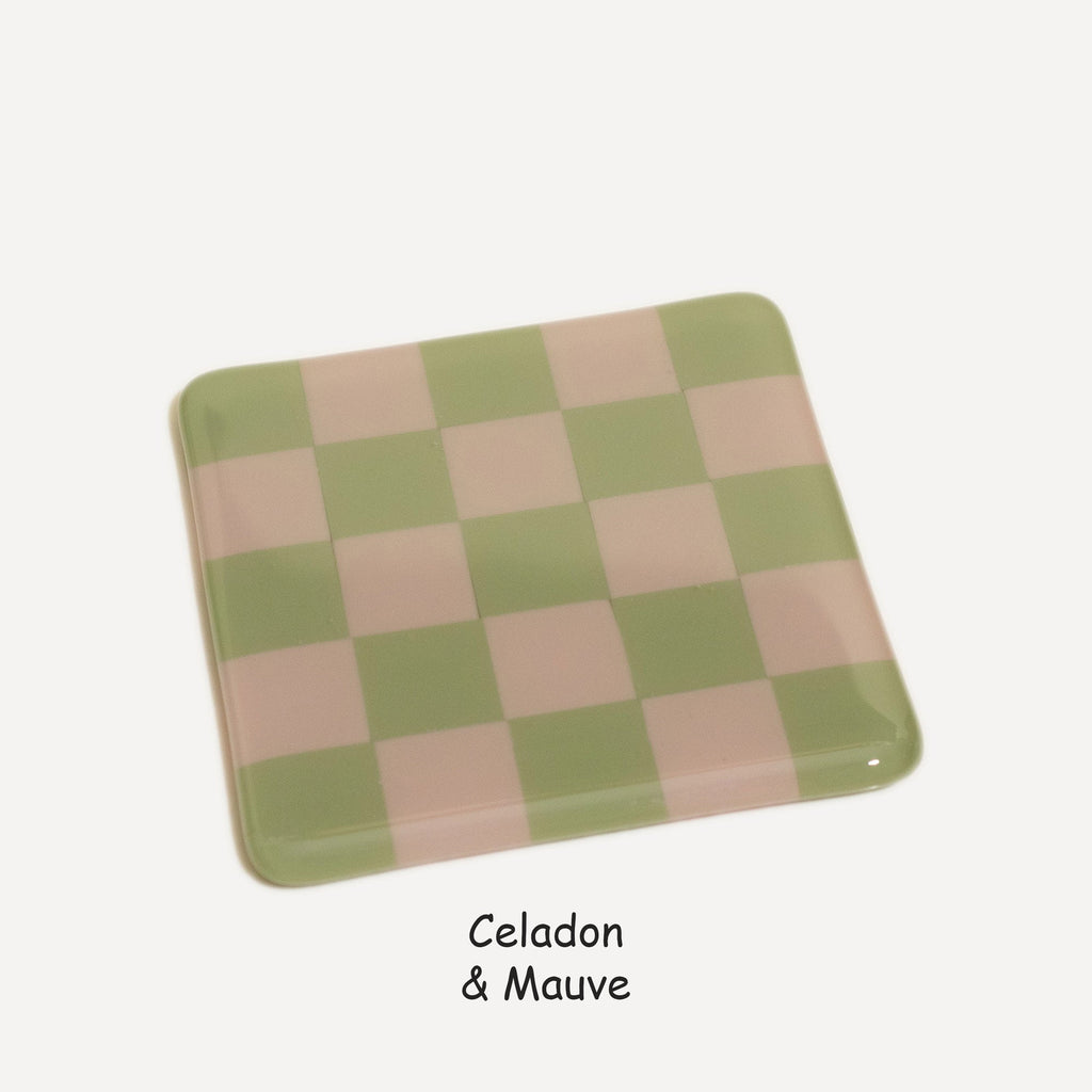10cm Chequered Dual Colour Coaster - Oceanside Collection