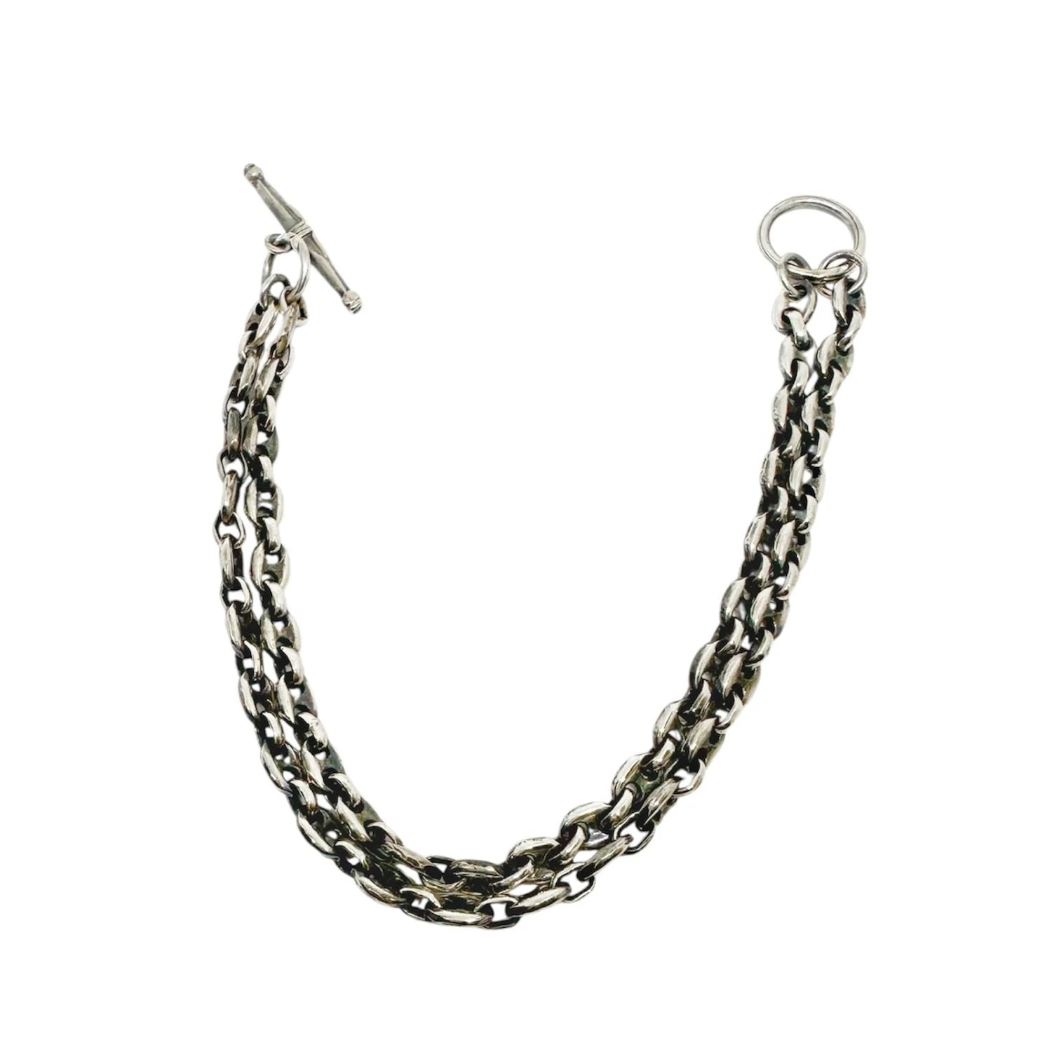Mens Silver Bracelet – Handcrafted Double Anchor Chain Design by Tg-Jewellery By Tamara Gervasio (men-s-double-anchor-chain-bracelet-with-t-bar-clasp-sterling-silver-925)