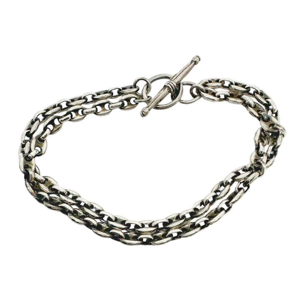Mens Silver Bracelet – Handcrafted Double Anchor Chain Design by Tg-Jewellery By Tamara Gervasio (men-s-double-anchor-chain-bracelet-with-t-bar-clasp-sterling-silver-925)