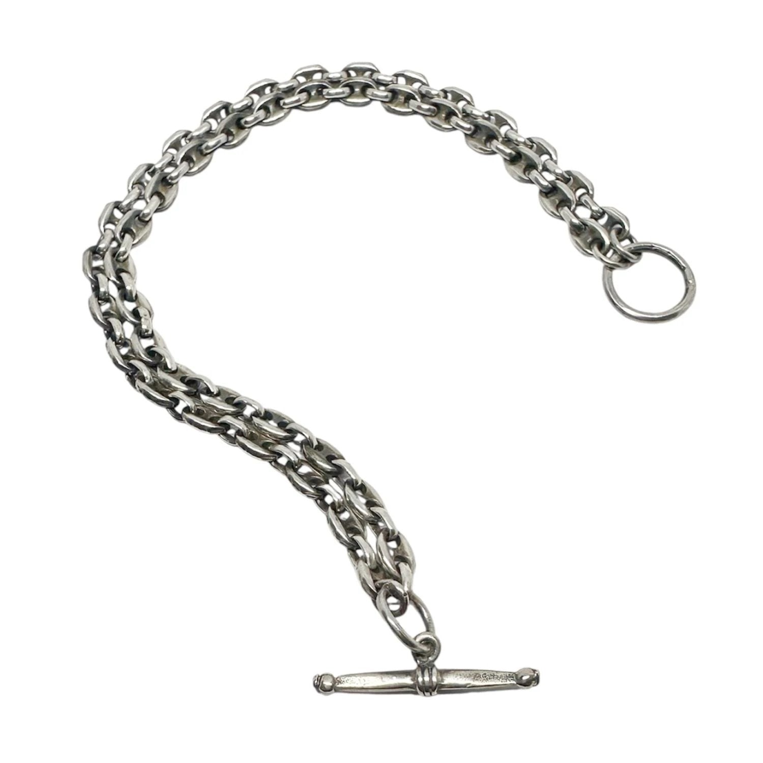 Mens Silver Bracelet – Handcrafted Double Anchor Chain Design by Tg-Jewellery By Tamara Gervasio (men-s-double-anchor-chain-bracelet-with-t-bar-clasp-sterling-silver-925)
