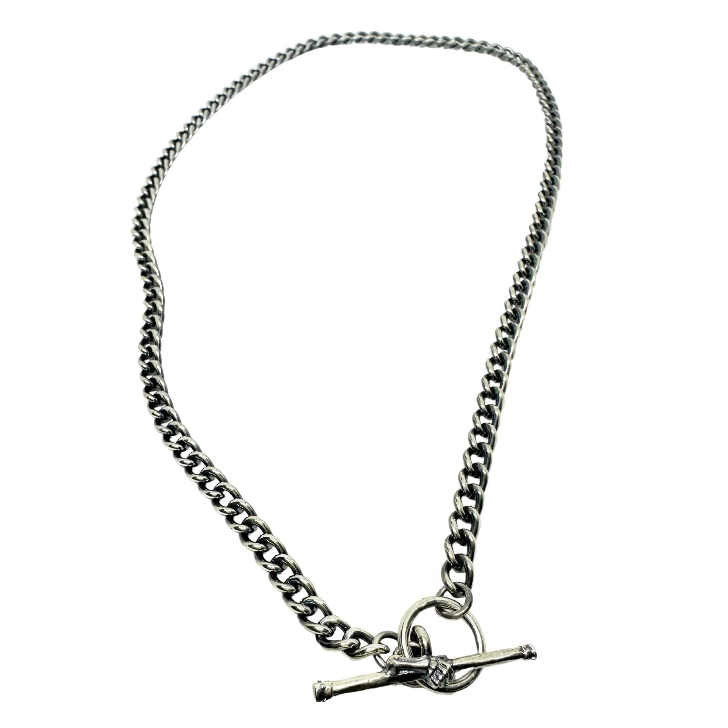 Sterling Silver Necklace – Bold Skeleton T-Bar Design by Tg-Jewellery By Tamara Gervasio (skeleton-t-bar-curb-chain-necklace-in-sterling-silver-925-50-5cm)
