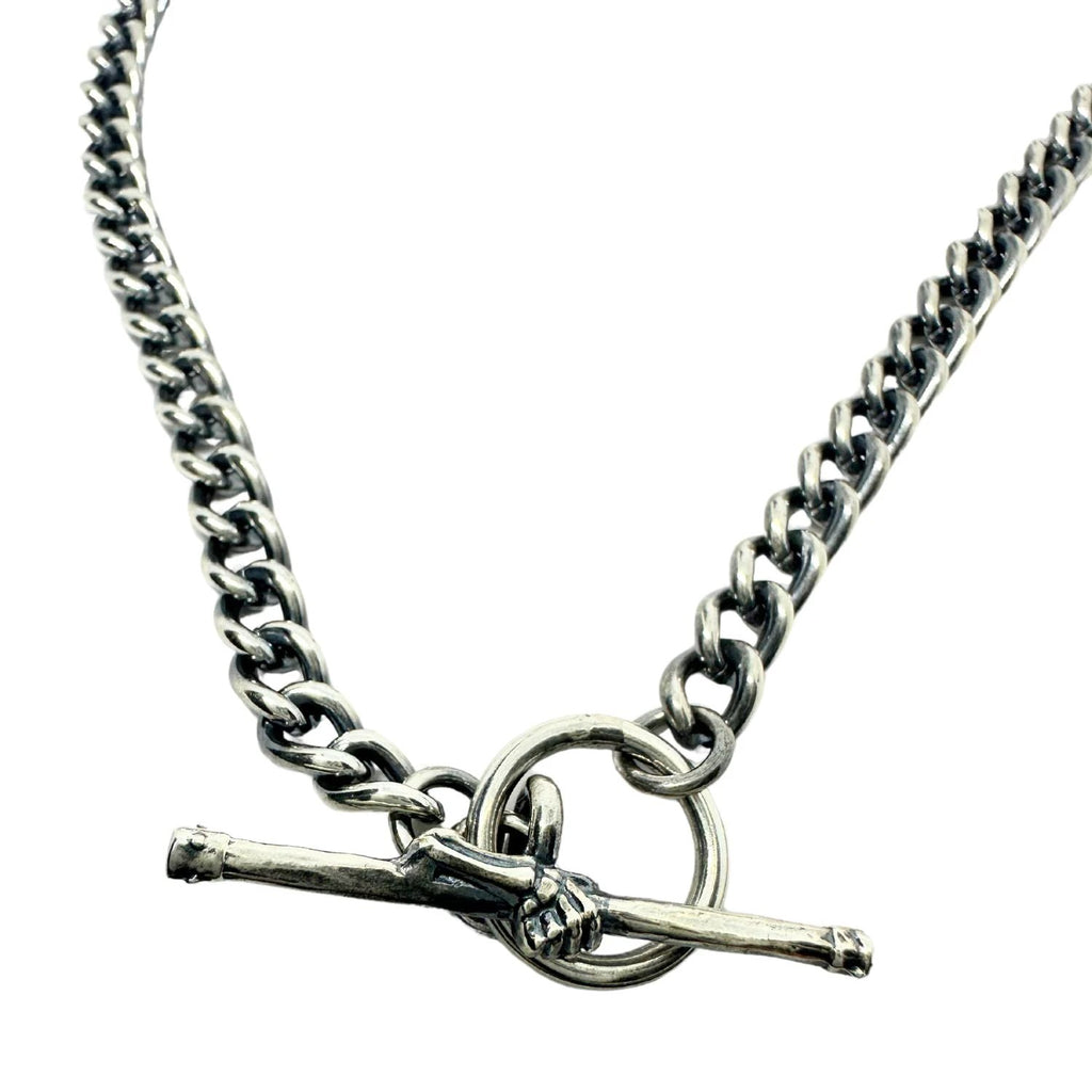 Sterling Silver Necklace – Bold Skeleton T-Bar Design by Tg-Jewellery By Tamara Gervasio (skeleton-t-bar-curb-chain-necklace-in-sterling-silver-925-50-5cm)