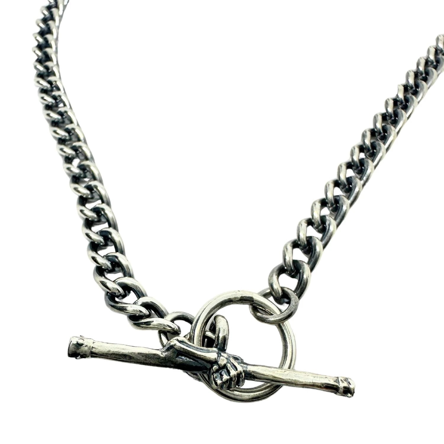Sterling Silver Necklace – Bold Skeleton T-Bar Design by Tg-Jewellery By Tamara Gervasio (skeleton-t-bar-curb-chain-necklace-in-sterling-silver-925-50-5cm)
