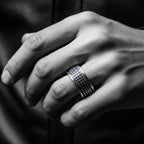 Men's Sterling Silver Ring - Bold Crocodile Design with Blue Enamel by Tg-Jewellery By Tamara Gervasio (crocodile-mens-ring-sterling-silver-925-with-blue-ceramic-enamel)