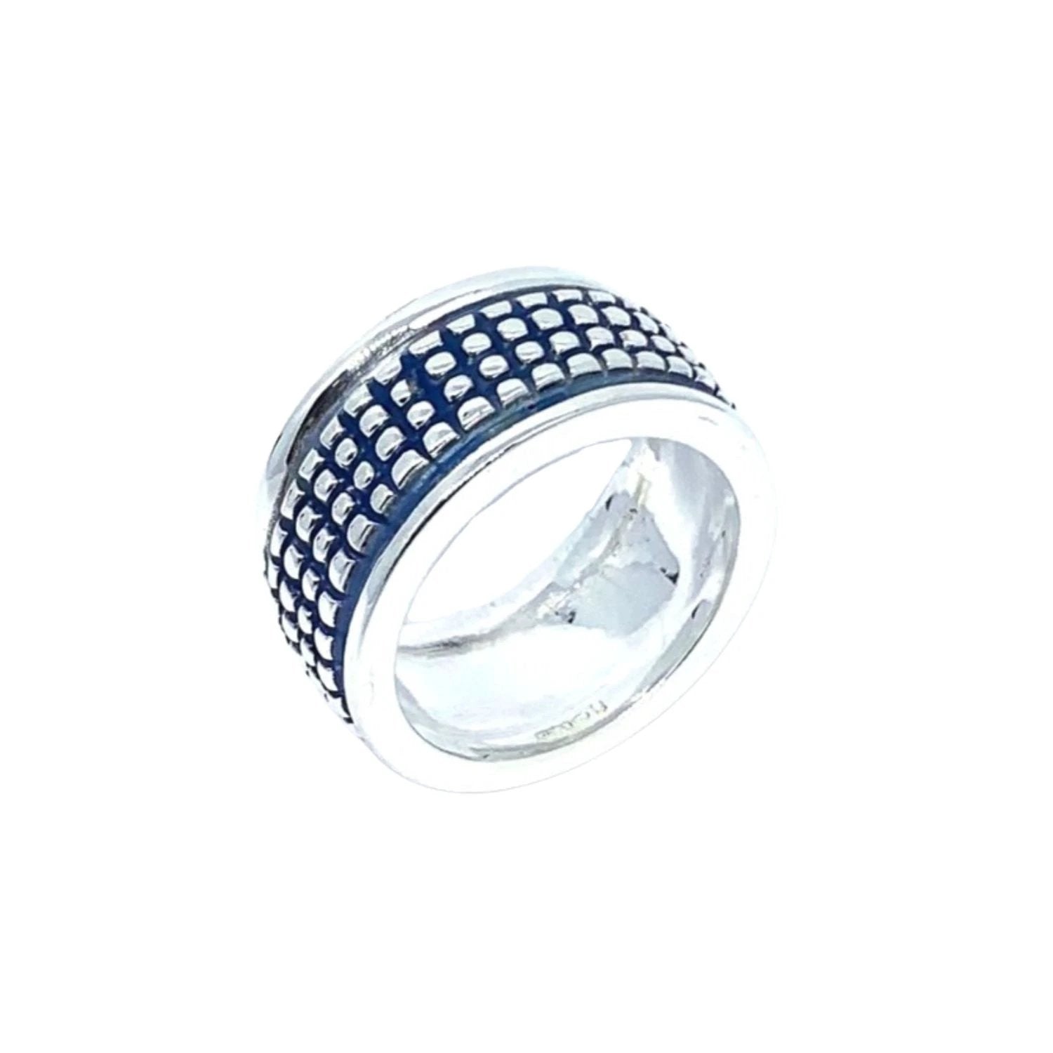 Men's Sterling Silver Ring - Bold Crocodile Design with Blue Enamel by Tg-Jewellery By Tamara Gervasio (crocodile-mens-ring-sterling-silver-925-with-blue-ceramic-enamel)